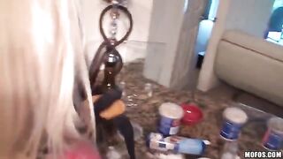 The couple has fun at home, the girl is very passionate