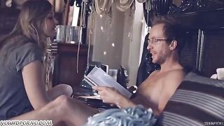 The naughty girl seduced her father and got fucked hard