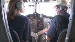 Blonde stewardess with huge boobs gets her pussy railed