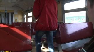A hot girl was picked up on the train and fucked at home by many