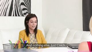 Female casting with lesbian tracing of sexy bitch Tracy Lindsay