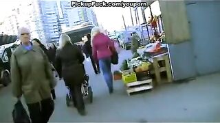 A hot guy picked up a blonde and fucked her on the street