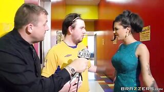Guys from the crowd are fucking with a girl in an intense way
