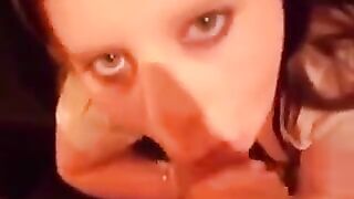 Cute girls love to eat cum when they do blowjob