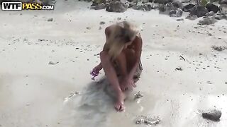 A couple has private sex directly on the Russian beach