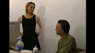 An elderly man fucks her younger sister, a naughty girl