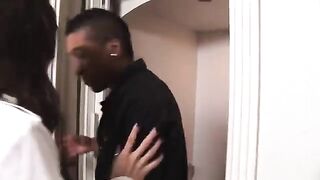 Dark-skinned woman fucked by a black reporter and Sasha Gray