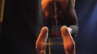 The guy in pantyhose stands cancer and suits his dick perfectly