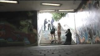 A sexy girl was tied up and fucked on the city streets