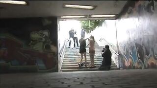A sexy girl was tied up and fucked on the city streets