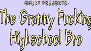 He managed to get his dick in the crotch of the granny through her pantyhose