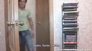 The young guy shoots a home sex video with his girlfriend