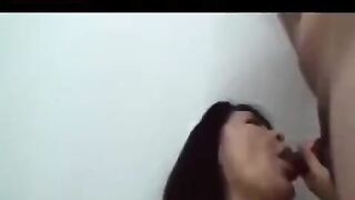 Old Japanese man plays with his cock and gives a blowjob