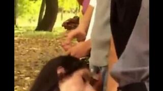 Four girls have been attacked, raped and fucked in all holes outdoors