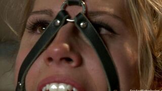 The girl is tied up and humiliated by her master