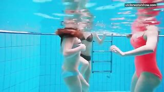 Nude girls playing in the pool, hidden camera captures