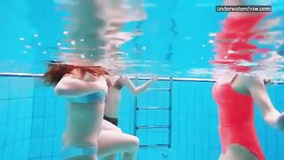Nude girls playing in the pool, hidden camera captures