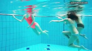Nude girls playing in the pool, hidden camera captures