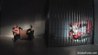 The guard caresses himself by his post at work