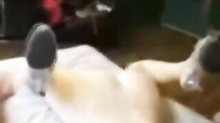 A sexy girl is getting fucked in the back on the bed