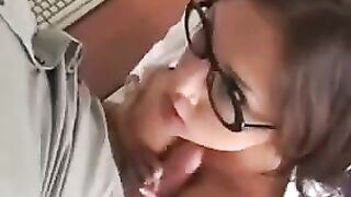 Hot brunette secretary gets fucked by her boss on cam