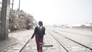 Peruvian guy screwed petite Venezuelan model near the train line