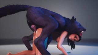 A chick with a gorgeous body is fucked by a werewolf