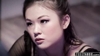 Skinny Asian slut Lulu Chu seduced her stepdad's best friend at his wake