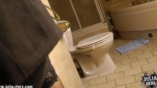A woman has sex at home with her man with glasses on