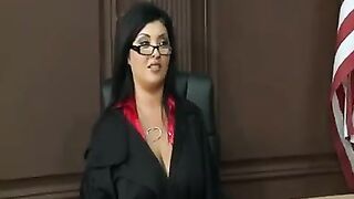 A mature lady in a uniform gets her big boobs played with