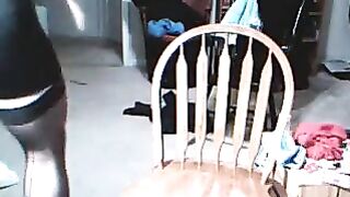 The guy got excited while wearing a dress, he couldn't resist