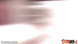 She strongly fucked herself with a big dildo in stockings