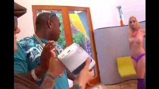 Blonde Malibu fucked in her hole by a Negro with big cock