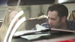 The couple fucked passionately in their red convertible car
