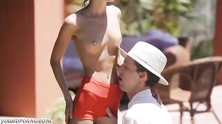 A small-sized cock for a tiny hole - that's what the brunette needed