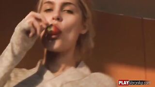 The girl is undressed and sits on a penis in POV style