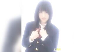 Hot Asian schoolgirl masturbates alone in her uniform