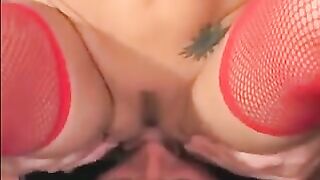 Chick in linen stockings sat on the guy's face