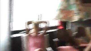 The man peeps under the skirt and penetrates the pussy of a naive girl