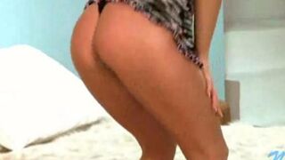 A young Russian lecherous shows how to undress on the camera