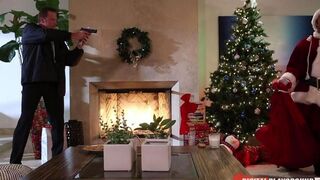 A girl received a dick in her stocking from Santa