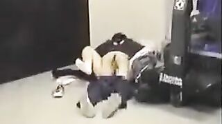 He lowered his pants and began to fuck his girlfriend hard