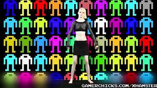 Sexy blonde teen dances and strips in front of a crowd of horny guys