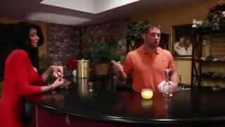 Christina showed her boobs to the bartender and got intimate