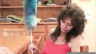 A mature woman caresses her pussy in her free time