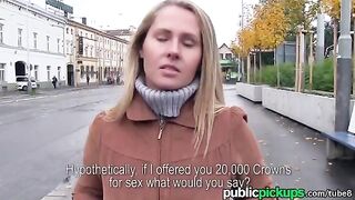 A sexy blonde is willing to do anything for a new sofa