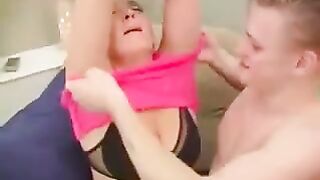 A man fucked his mom or grandmother in a chair, it is incest