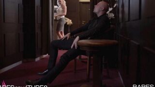 A cute blonde girl shows her impressive skills in this scene