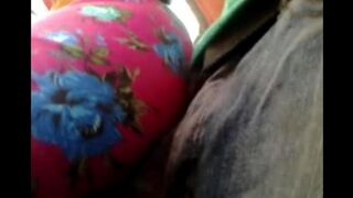 A man rubs his dick on the riser through the pants of women on a bus