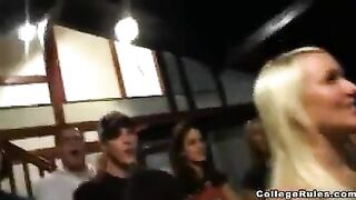 Drunk chicks getting fucked at a wild party, similar to poll party action